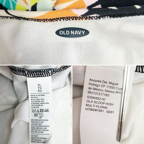 Old Navy One Piece Swimsuit Size XL Scoop Neck High Leg Tropical Floral Print - Picture 9 of 11